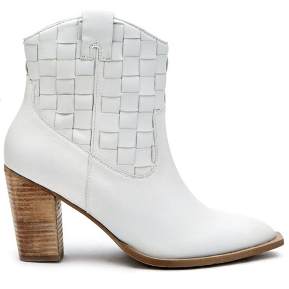 Matisse White Woven Heeled Boots